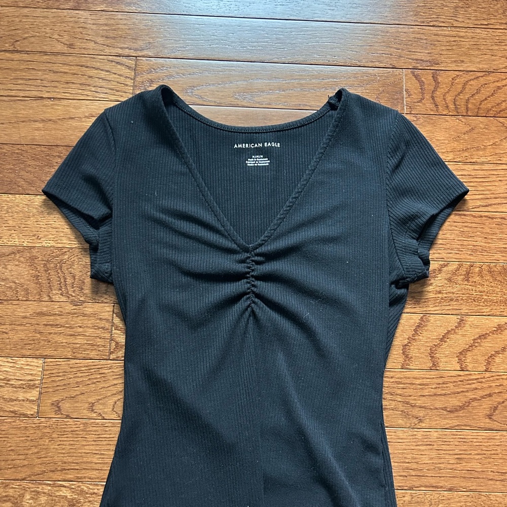 American Eagle Black Ribbed Bodysuit